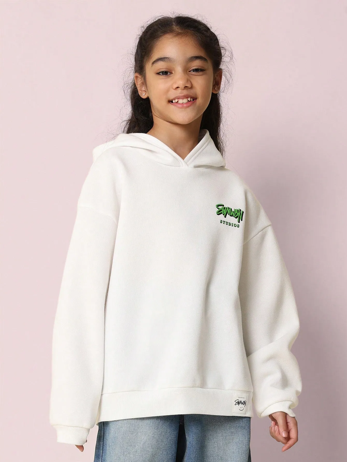 Tween Girls Comfy Regular Fit Overhead Hoodie With Back Graphic Print