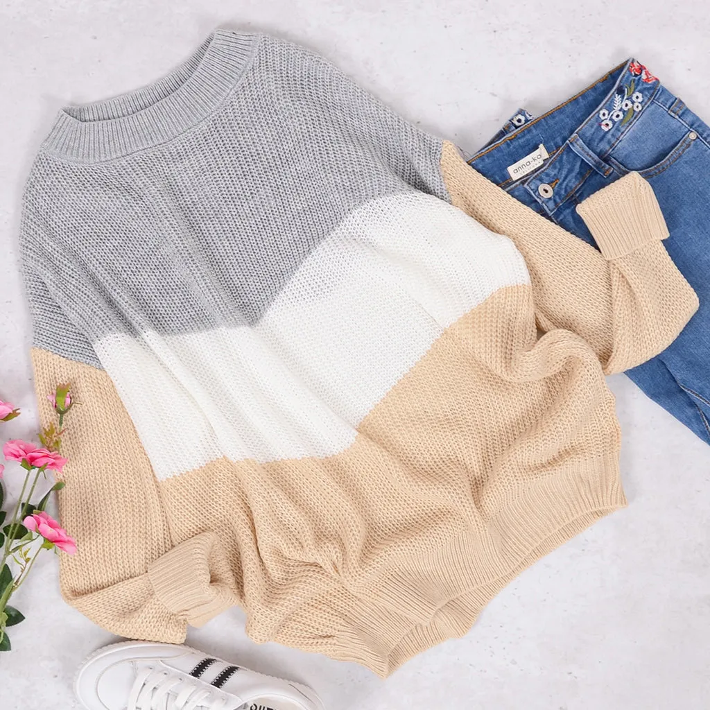 V Striped Waffle Knit Pullover