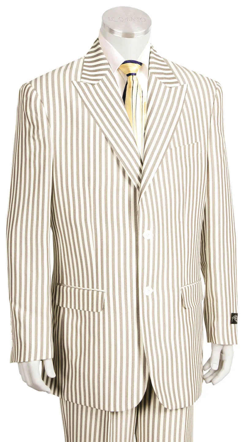 Victorian Stripes Peaked Lapel 2pc Zoot Suit Set - Camel