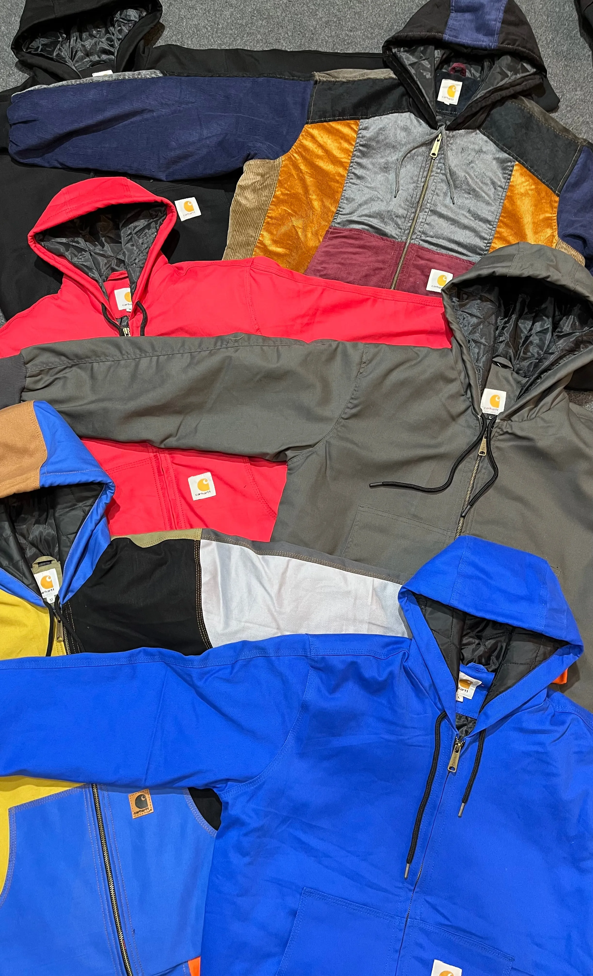 Vintage Carhartt Rework Style Mixed Colours Hooded Jackets - MOQ 50 pcs