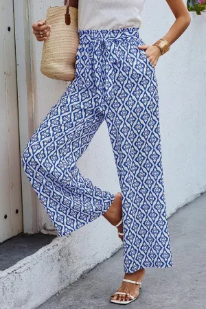 Wide Leg Palazzo Pants - Blue