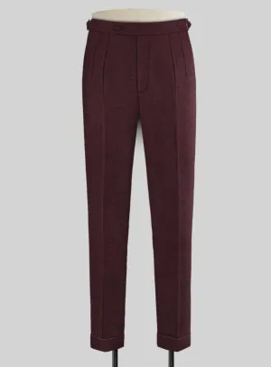 Wine Herringbone Highland Tweed Trousers