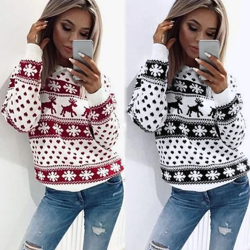 Women Jumper Sweater Pullover Tops Coat Christmas Winter Female Girl Warm Brief Sweaters Clothing