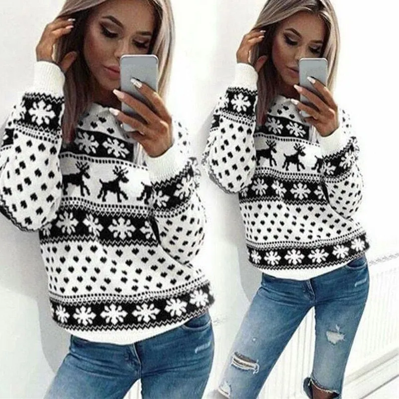 Women Jumper Sweater Pullover Tops Coat Christmas Winter Female Girl Warm Brief Sweaters Clothing