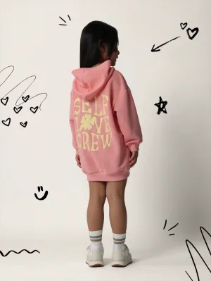 Young Girls Comfy Hoodie Dress With Large Graphic Print